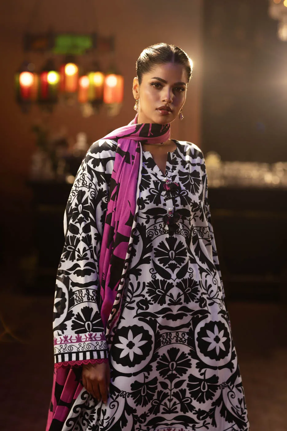 3 Piece Printed Viscose Suit With Viscose Dupatta