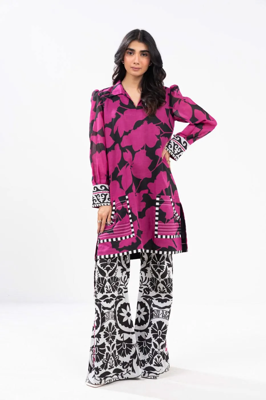 3 Piece Printed Viscose Suit With Viscose Dupatta