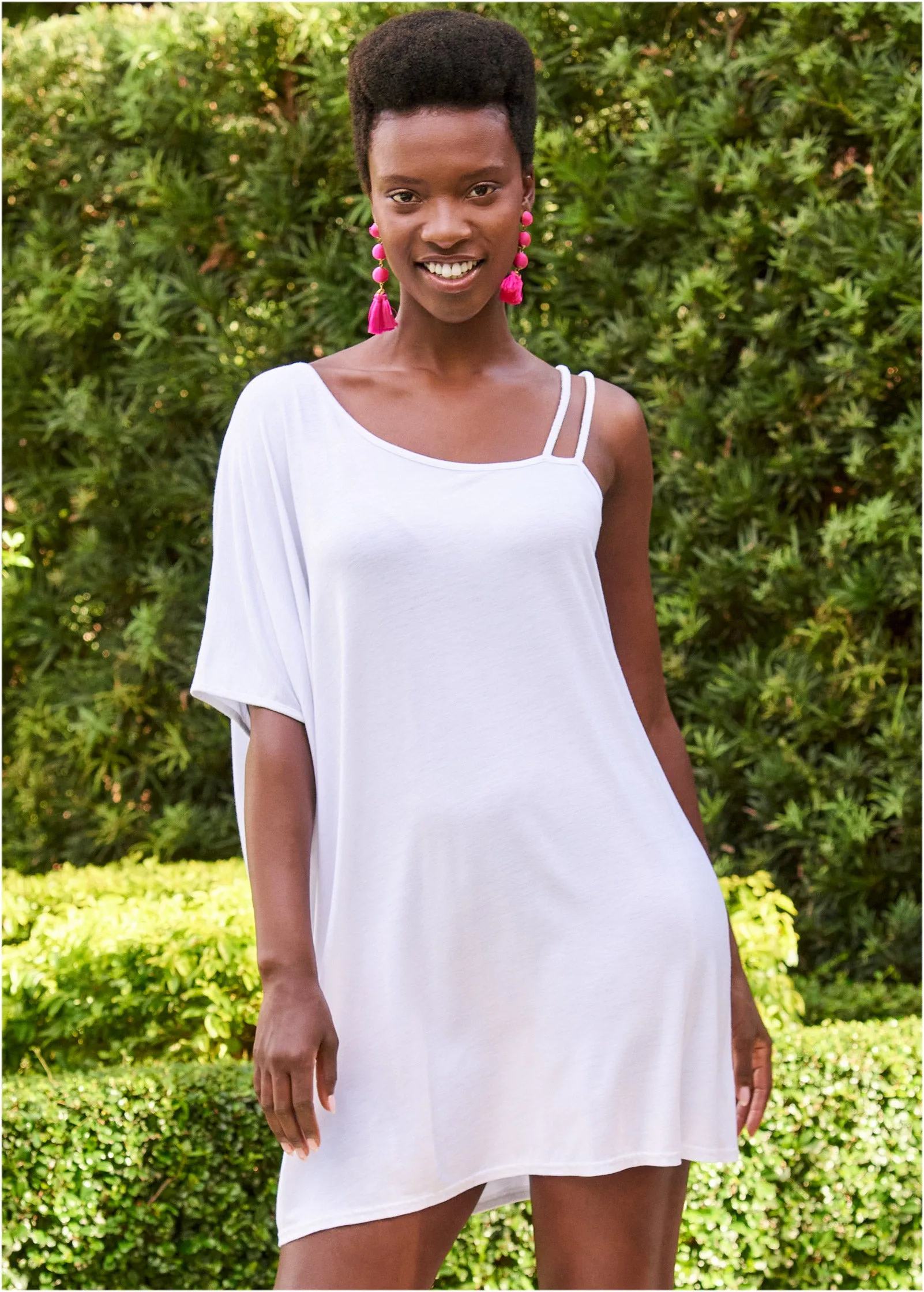 Asymmetrical Strappy Tunic - Pearl White