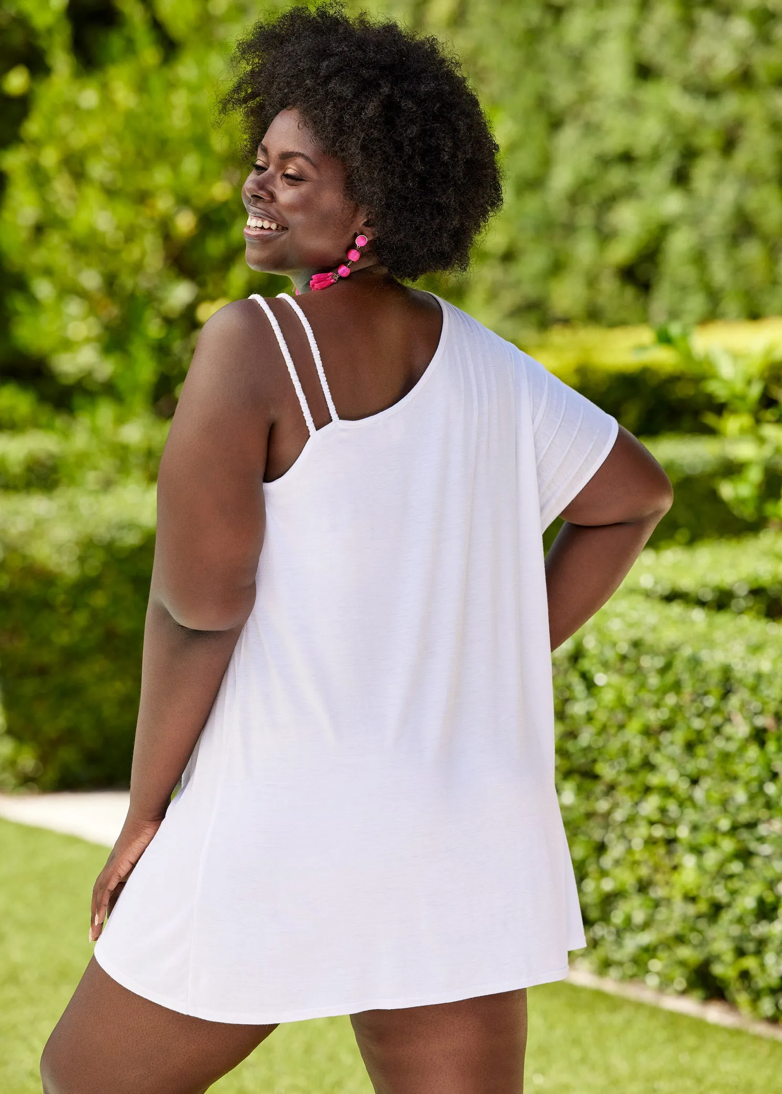 Asymmetrical Strappy Tunic - Pearl White