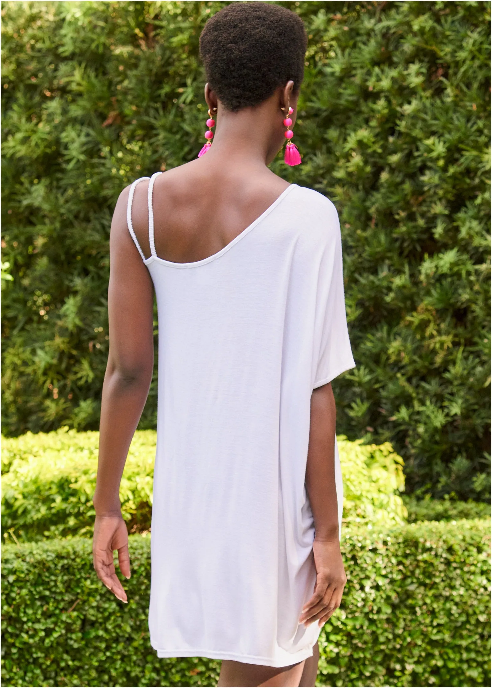 Asymmetrical Strappy Tunic - Pearl White