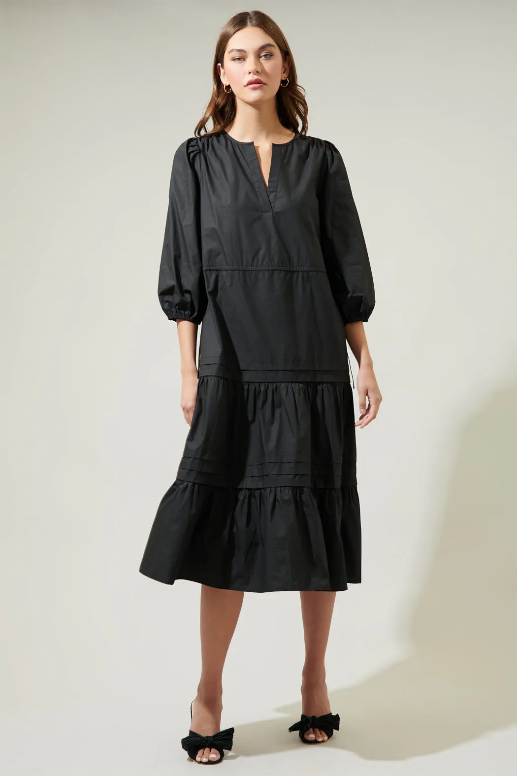 Atelier Poplin Tiered Midi Dress