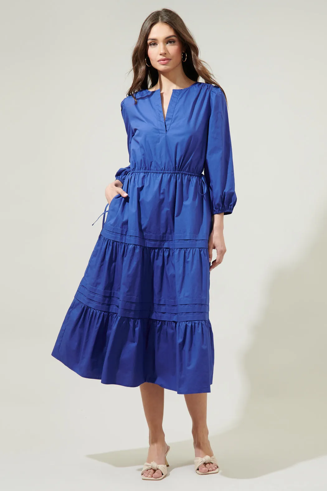 Atelier Poplin Tiered Midi Dress