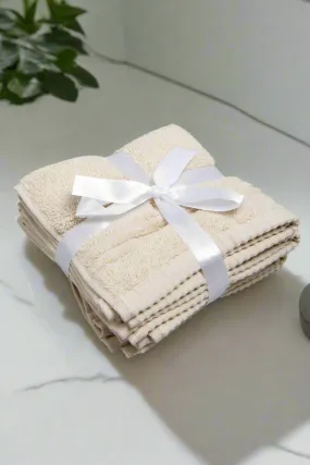 Beige Soft Cotton Face Towel Set (4 Piece)