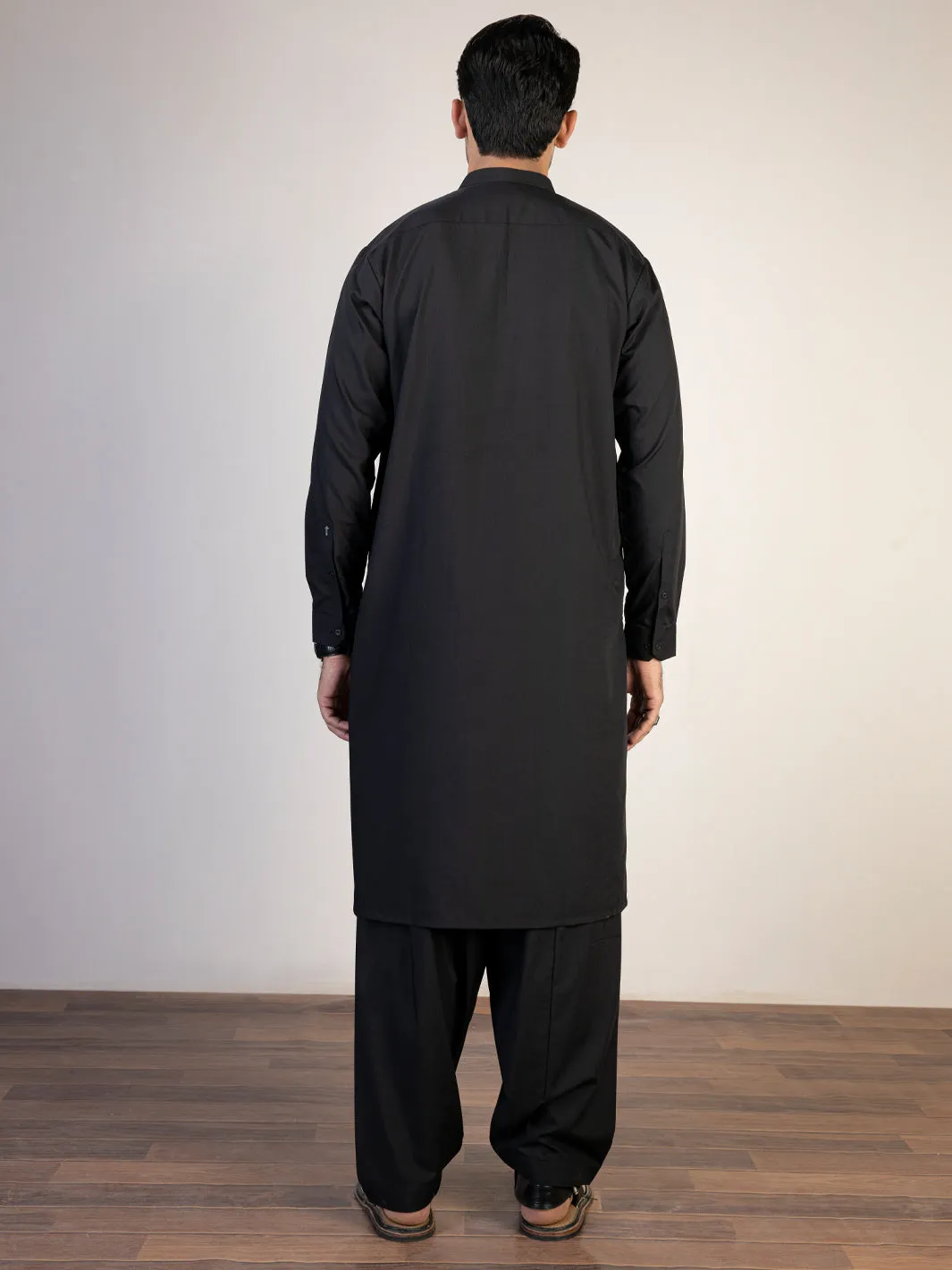 Black Blended Kameez Shalwar - AL-KS-2840C