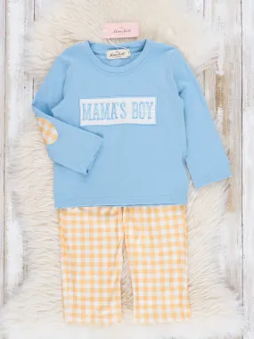 Blue & Yellow Smocked Mama's Boy Outfit