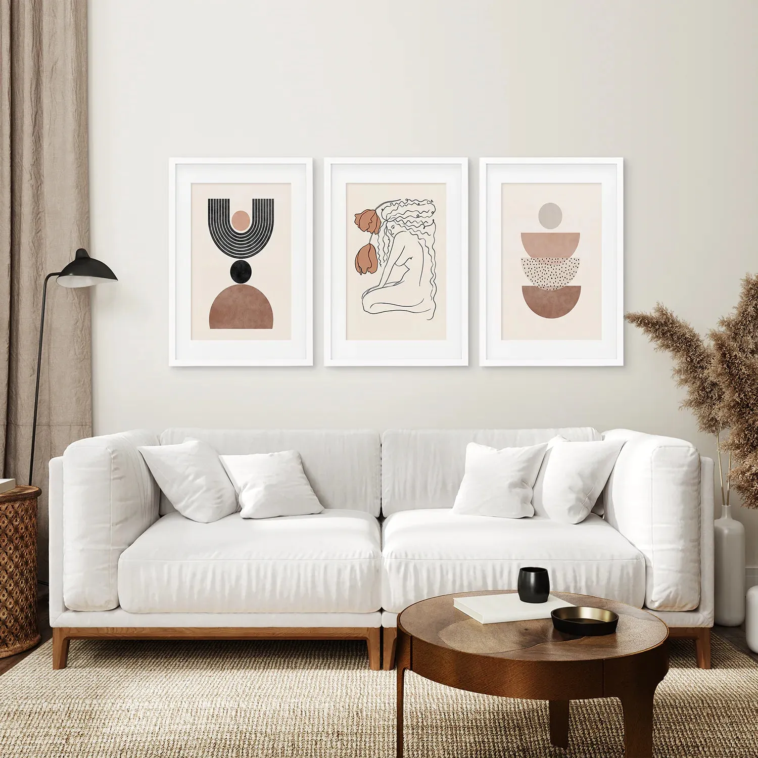 Boho Abstract Woman Wall Art Set. Neutral Tones