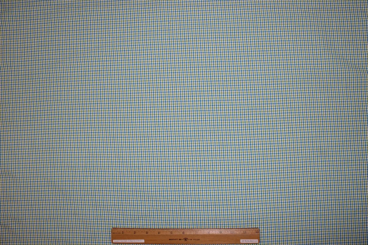 Cotton Gingham Seersucker - Blue/Green/White