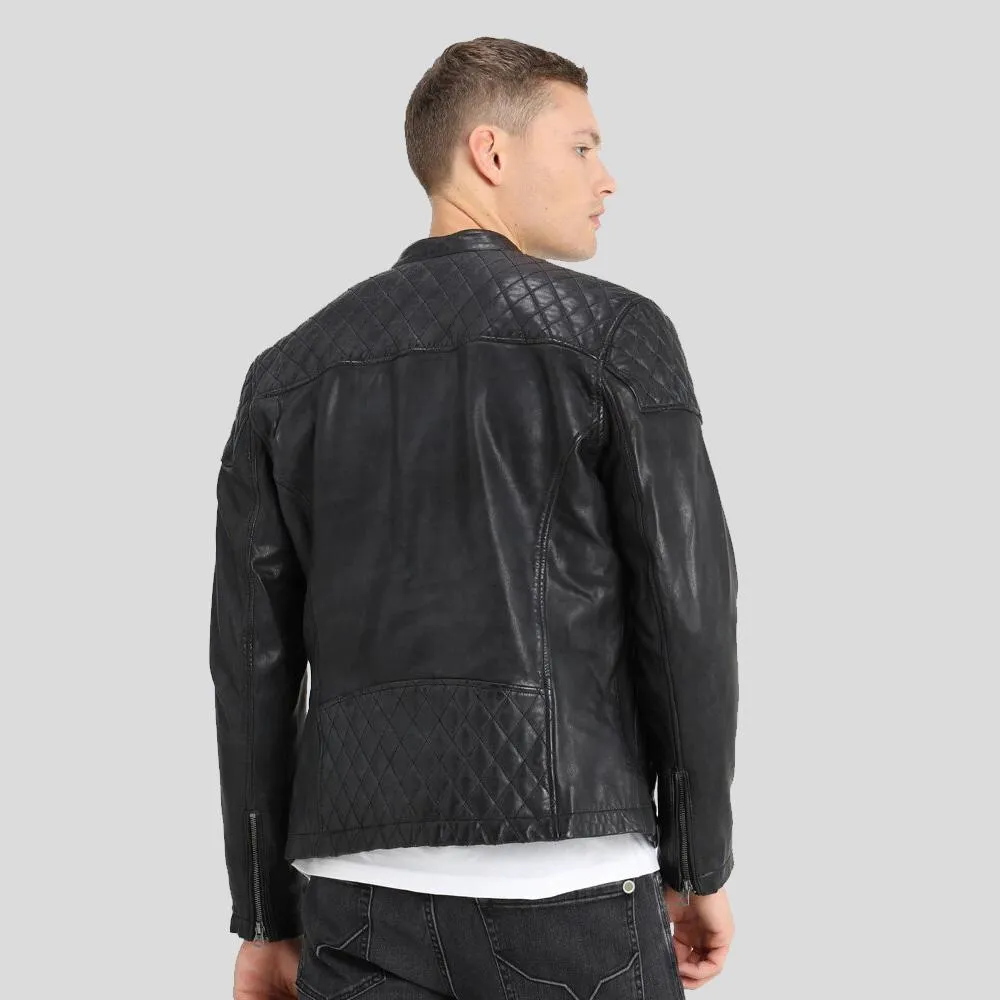 Dion Black Motorcycle Leather Jacket