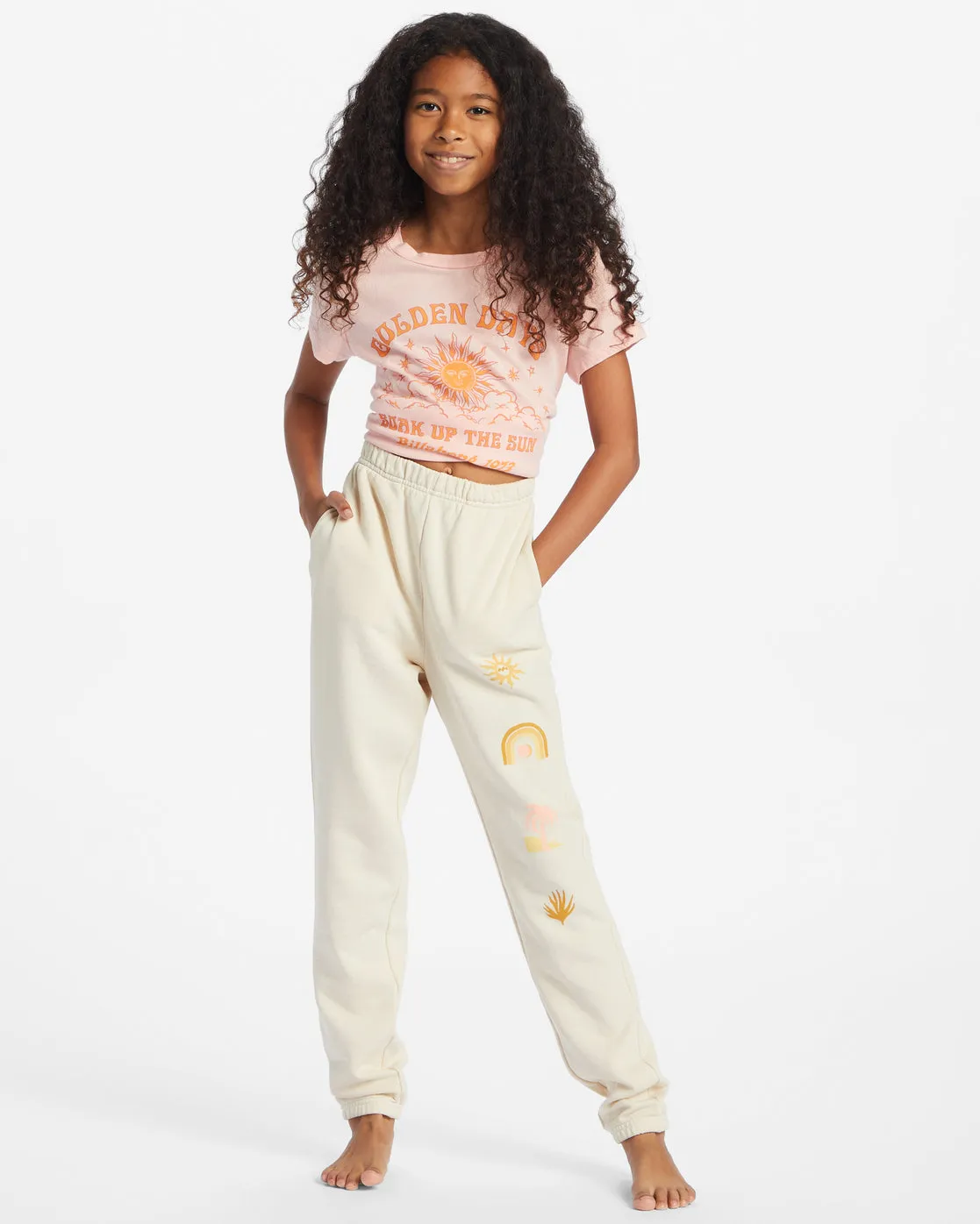 Girls Making Waves High-Waist Sweatpants - White Cap