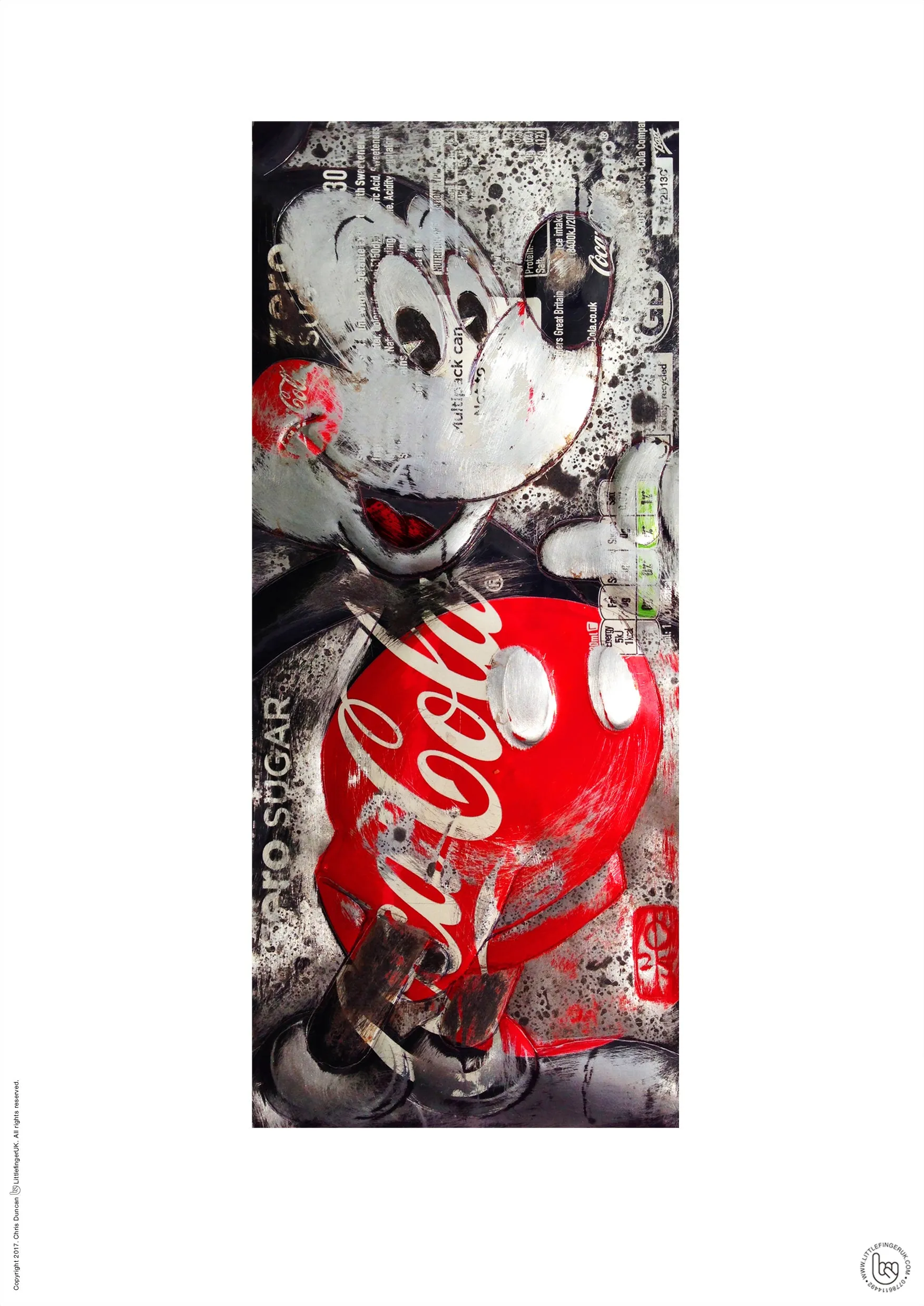 Hand Signed Print by Chris Duncan, MICKEY on Coke Zero Can