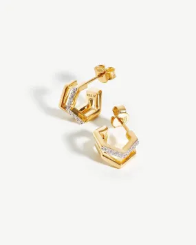 Hex Double Huggies | 18k Gold Vermeil/Cubic Zirconia