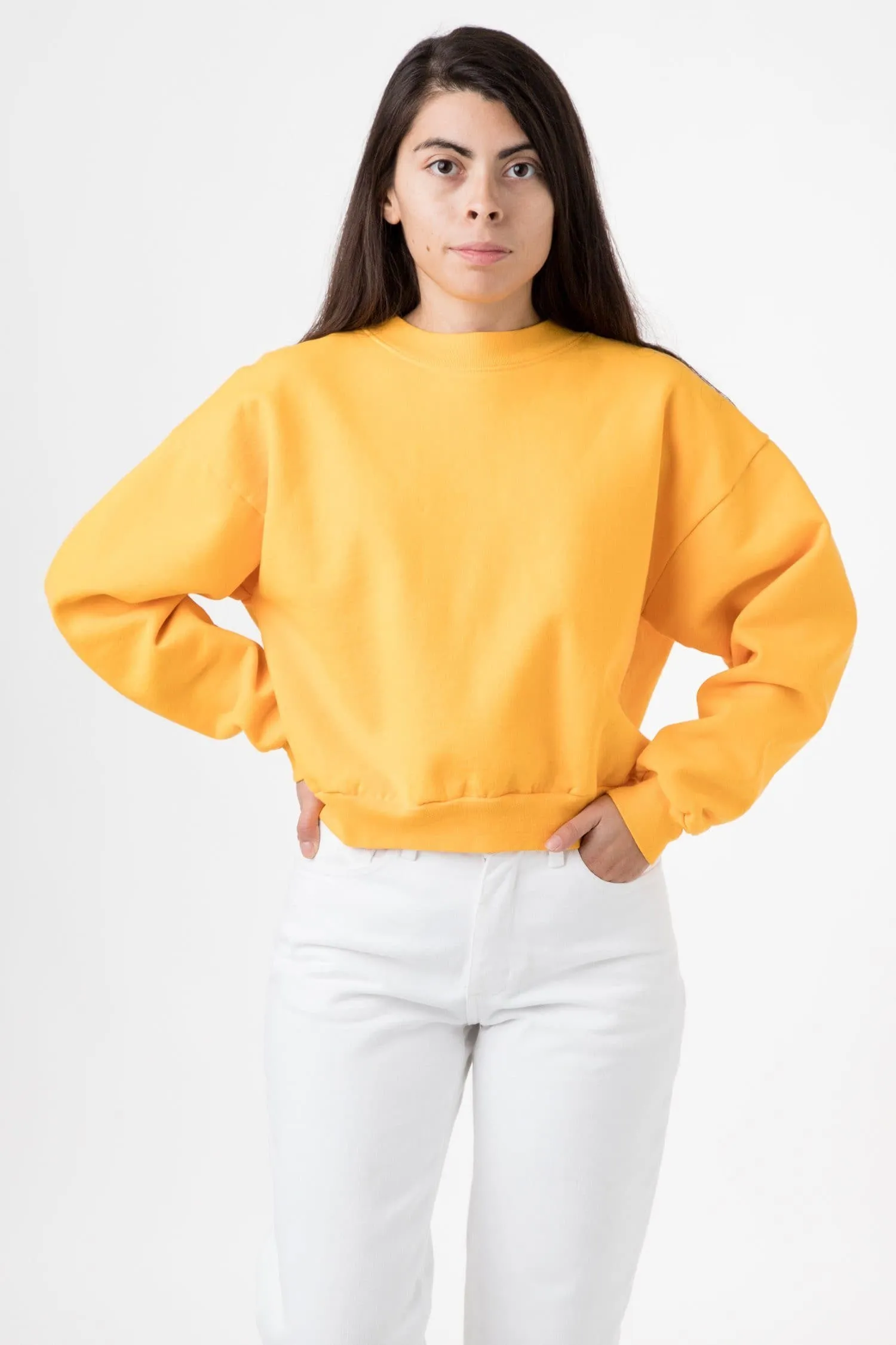 HF06 - Heavy Fleece Cropped Mock Neck Pullover (Garment Dye)