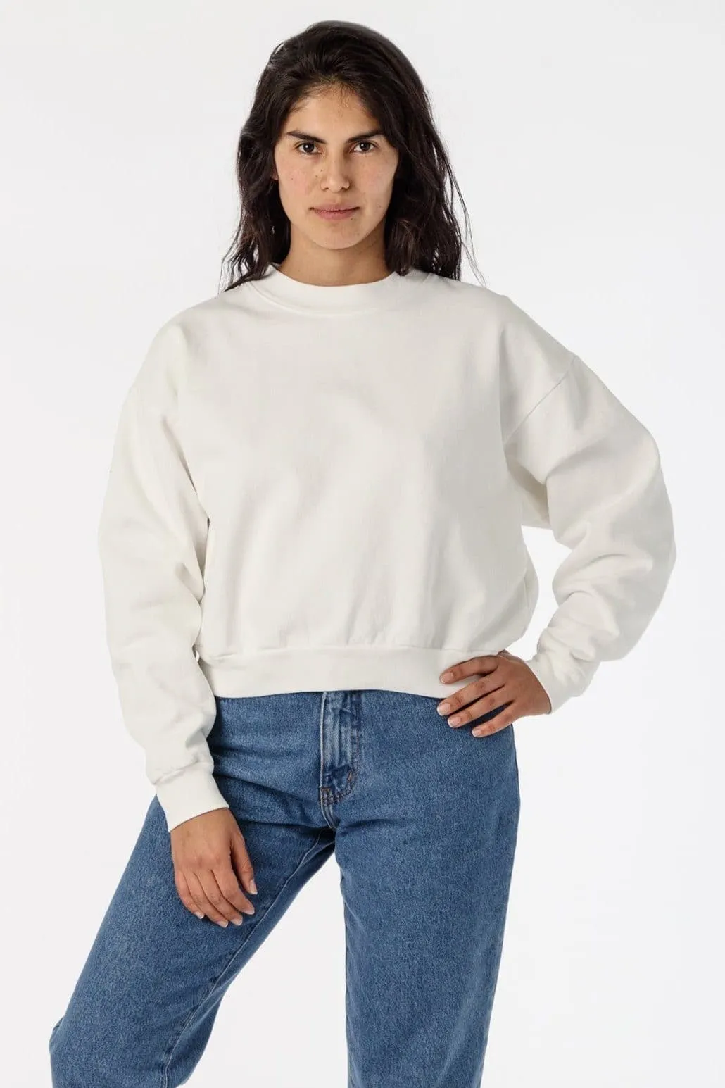 HF06 - Heavy Fleece Cropped Mock Neck Pullover (Garment Dye)