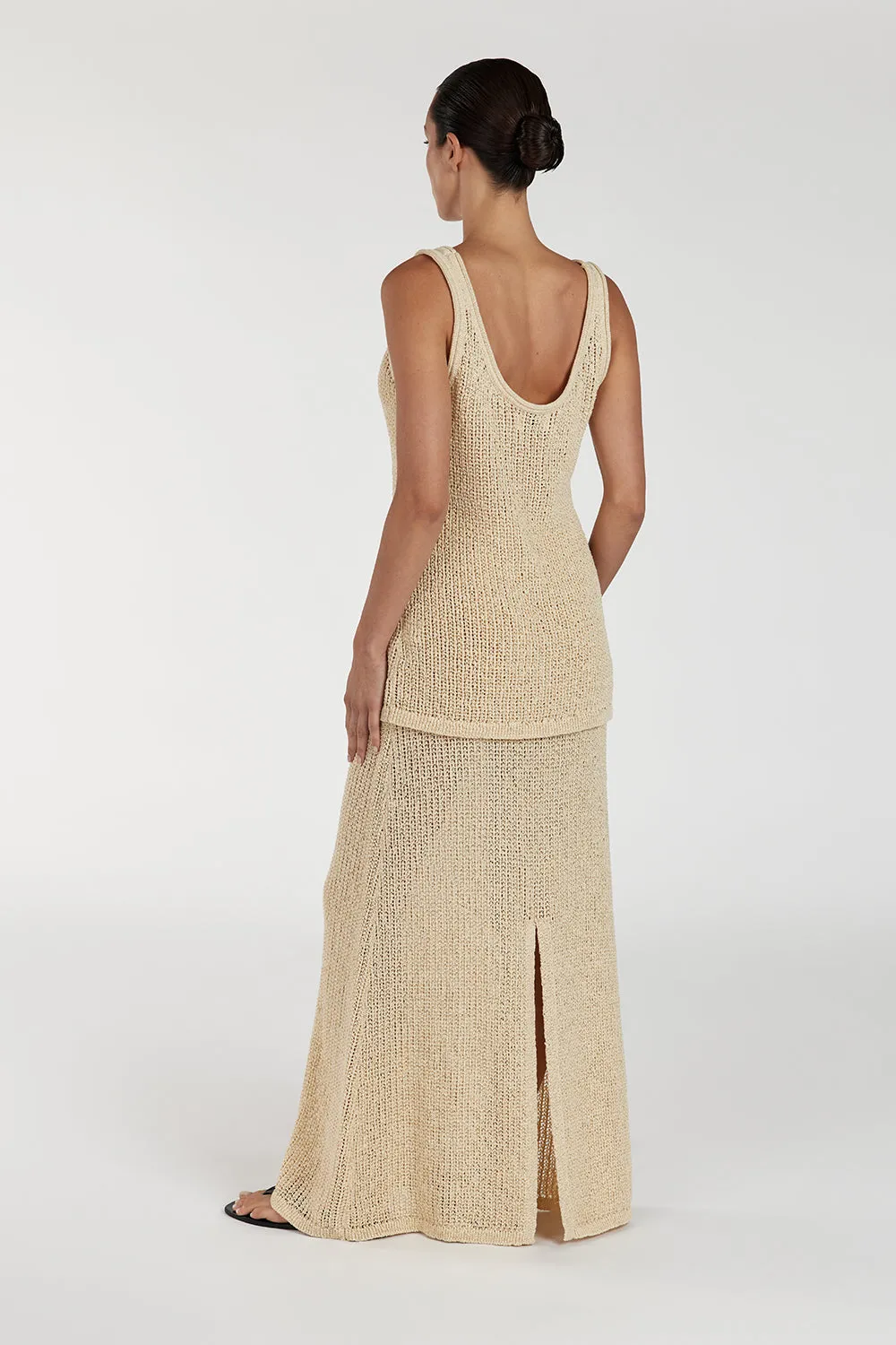 MARGOT WHEAT CROCHET MIDI SKIRT