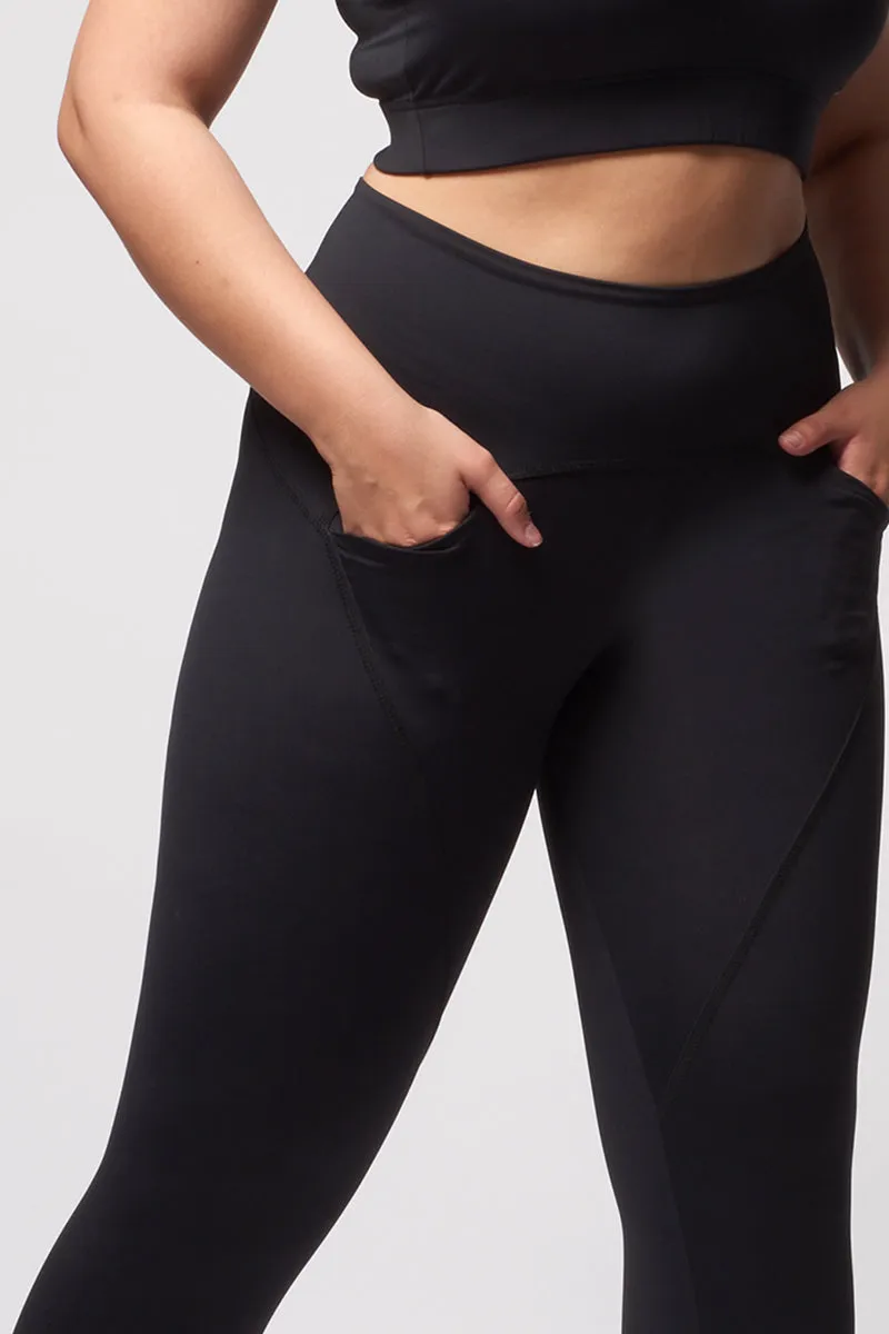 Medium Compression 7/8 Legging with Pockets Black