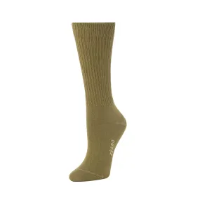 Rib Knit - Organic Cotton Crew Socks - Olivine