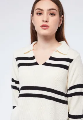 Stripes Crop Polo Sweater