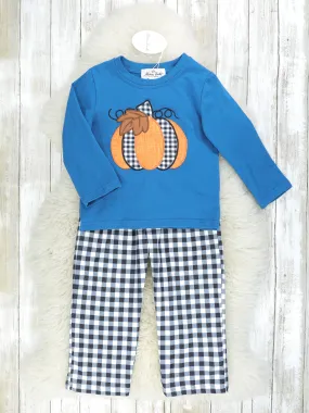 Teal Pumpkin Top & Gingham Pants Outfit