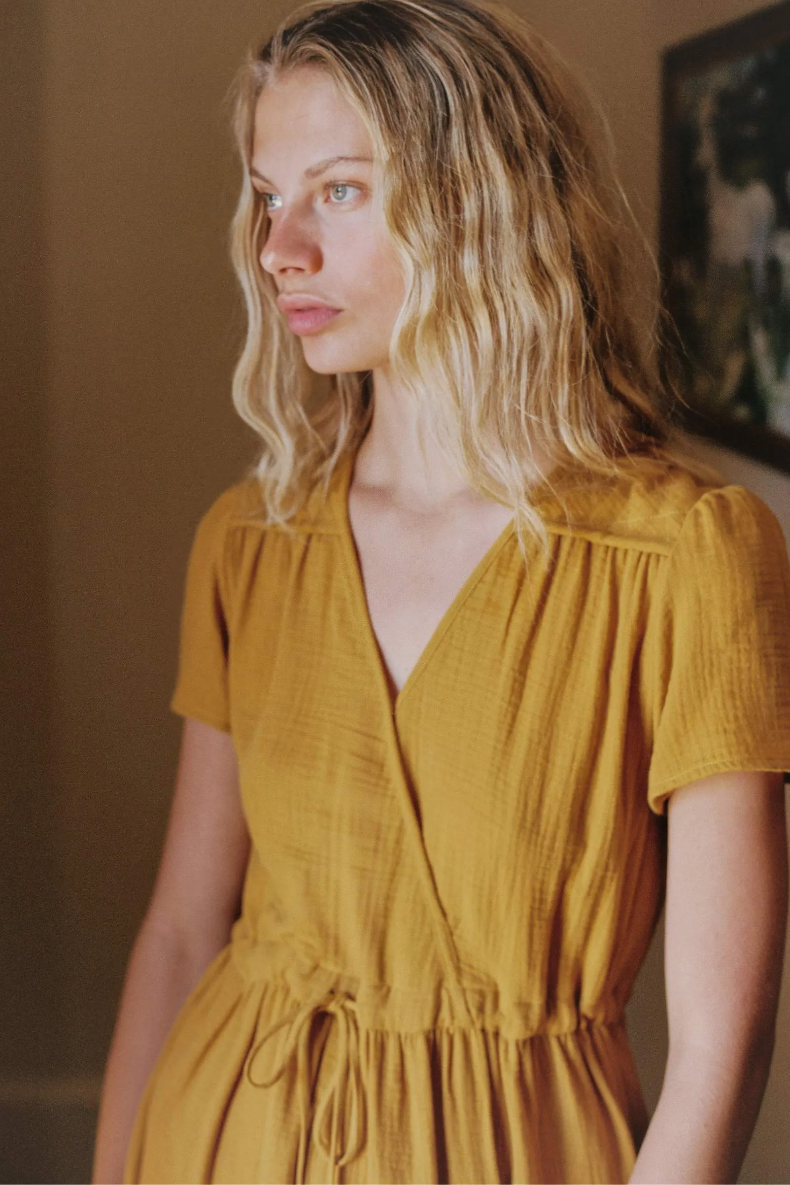 The Dawn Dress | Mustard Gauze