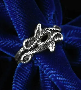 Two Entwined Snakes Oxidized Ring