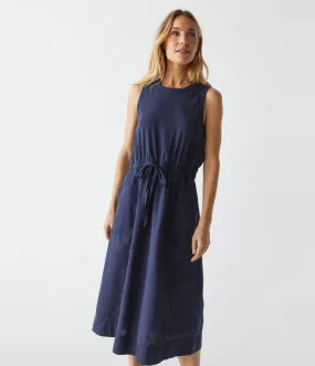 Wilhelmina Mixed Fabric Midi Dress